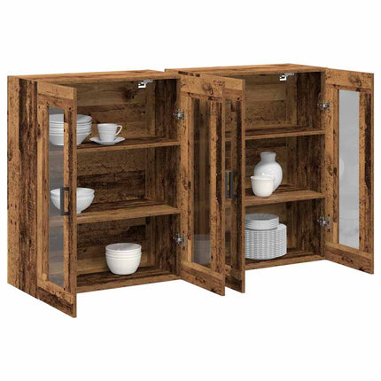 Väggskåp 2 pcs Gammalt trä 69,5 x 34 x 90 cm Konstruerat trä