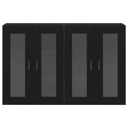Väggskåp 2 pcs Svart Ek 69,5 x 34 x 90 cm Konstruerat trä