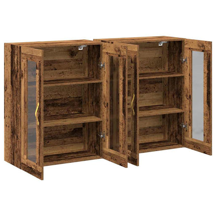 Väggskåp 2 pcs Gammalt trä 69,5 x 34 x 90 cm Konstruerat trä