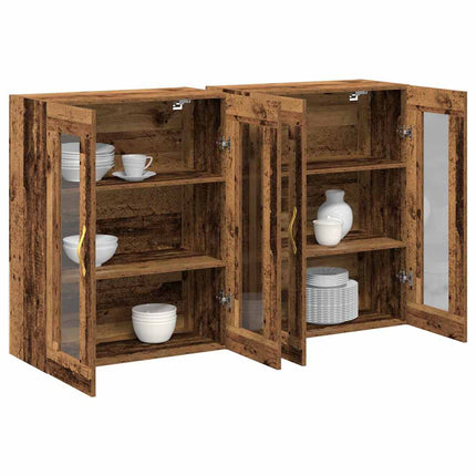 Väggskåp 2 pcs Gammalt trä 69,5 x 34 x 90 cm Konstruerat trä