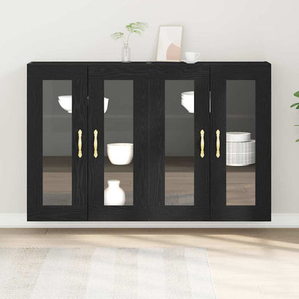 Väggskåp 2 pcs Svart Ek 69,5 x 34 x 90 cm Konstruerat trä