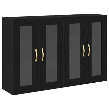 Väggskåp 2 pcs Svart Ek 69,5 x 34 x 90 cm Konstruerat trä
