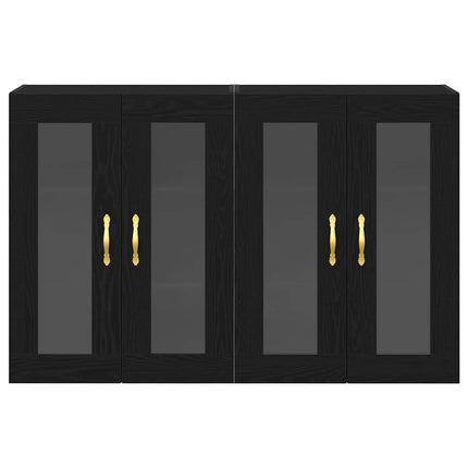 Väggskåp 2 pcs Svart Ek 69,5 x 34 x 90 cm Konstruerat trä