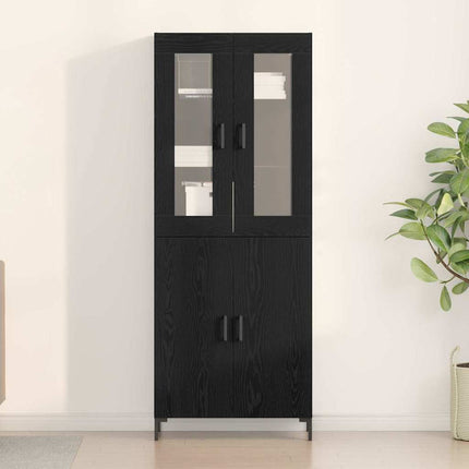 Skåp 2 pcs Svart ek 69,5 x 34 x 180 cm Konstruerat trä