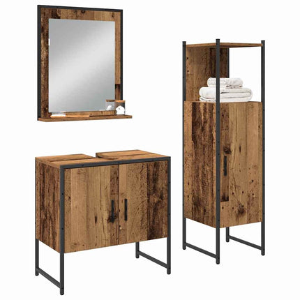 Badrumsmöbelset med hylla med dörr 3 pcs Brun Konstruerat trä