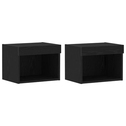 TV-bänkset med LED -remsljus 8 pcs Svart ek Konstruerat trä