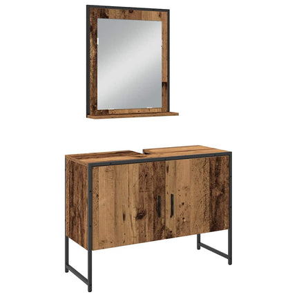 Badrumsmöbelset med hylla med dörr 4 pcs Brun Konstruerat trä