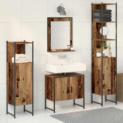 Badrumsmöbelset 4 pcs Brun 33 x 33 x 185.5 cm Konstruerat trä