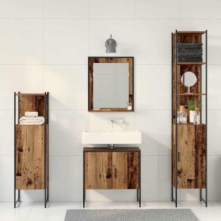 Badrumsmöbelset 4 pcs Brun 33 x 33 x 185.5 cm Konstruerat trä