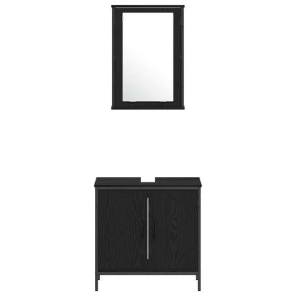 Badrumsmöbelset med hylla med dörr 4 pcs Svart Konstruerat trä