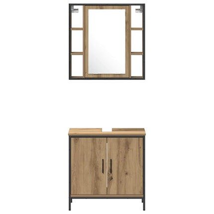 Badrumsmöbelset 4 st Brun 33 x 33 x 185,5 cm Konstruerat trä