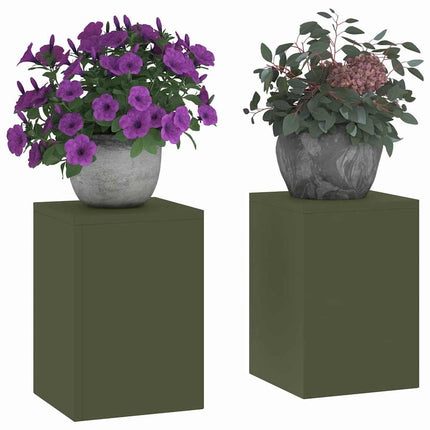 Växtställ 2 pcs Olivgrön 24 x 24 x 35 cm Stål