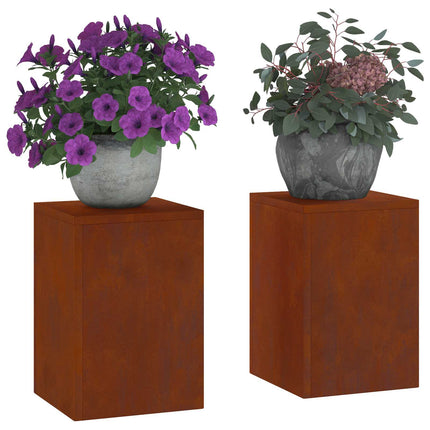 Växtställ 2 pcs Rostig 24 x 24 x 35 cm Väderbeständig stål