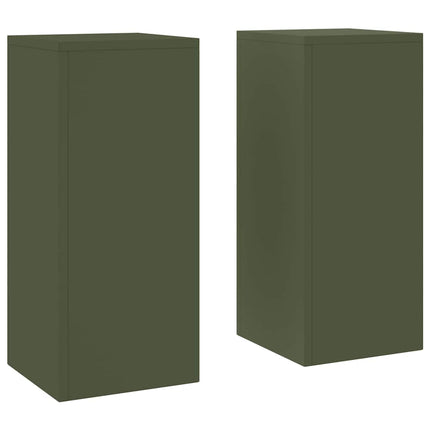 Växtställ 2 pcs Olivgrön 24 x 24 x 55 cm Stål