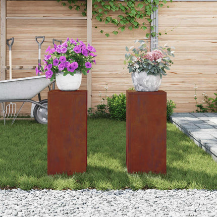 Växtställ 2 pcs Rostig 24 x 24 x 55 cm Väderbeständig stål