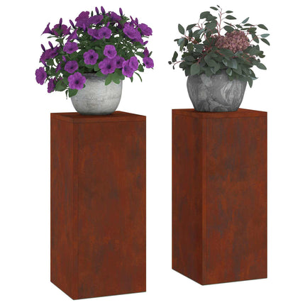 Växtställ 2 pcs Rostig 24 x 24 x 55 cm Väderbeständig stål