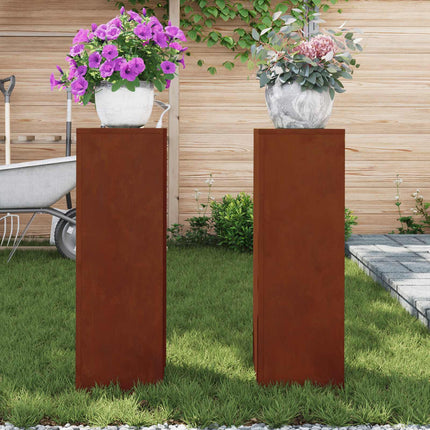 Växtställ 2 pcs Rostig 24 x 24 x 75 cm Väderbeständig stål