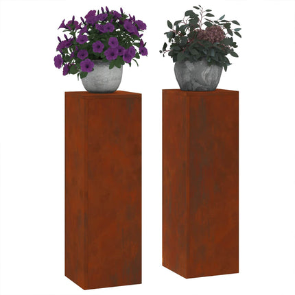 Växtställ 2 pcs Rostig 24 x 24 x 75 cm Väderbeständig stål