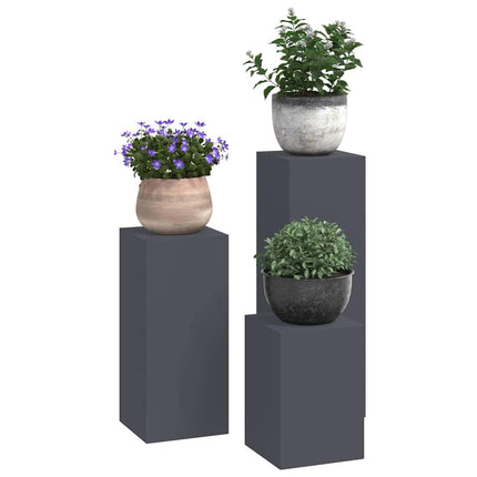 Växtställ 3 pcs Antracit Stål