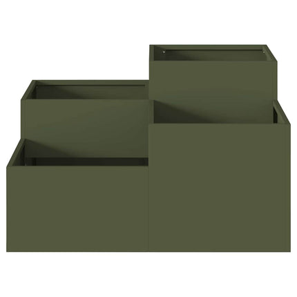 Trädgårdsplanterare Olivgrön 80 x 80 x 48 cm Stål