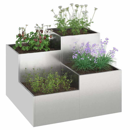 Trädgårdsplanterare Silver 80 x 80 x 60 cm Rostfritt stål