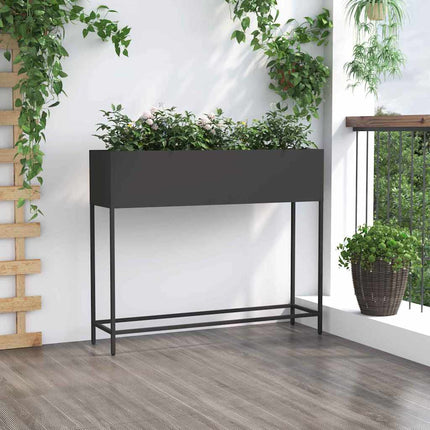 Höjdträdgårdsplanterare Svart 100 x 26 x 82 cm Stål