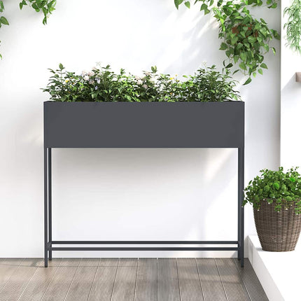 Höjdträdgårdsplanterare Antracit 100 x 26 x 82 cm Stål