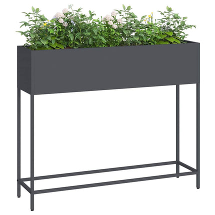 Höjdträdgårdsplanterare Antracit 100 x 26 x 82 cm Stål
