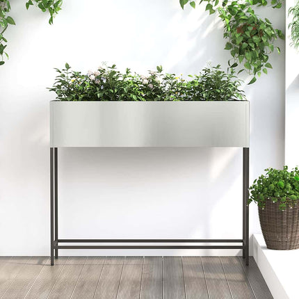 Höjdträdgårdsplanterare Silver 100 x 26 x 82 cm