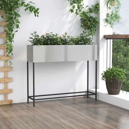 Höjdträdgårdsplanterare Silver 100 x 26 x 82 cm