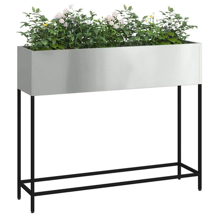 Höjdträdgårdsplanterare Silver 100 x 26 x 82 cm