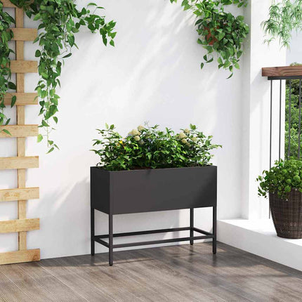Höjdträdgårdsplanterare Svart 60 x 26 x 45 cm Stål