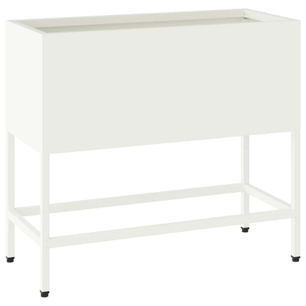 Höjdträdgårdsplanterare Vit 60 x 26 x 48 cm Stål
