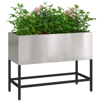 Höjdträdgårdsplanterare Silver 60 x 26 x 45 cm Rostfritt stål