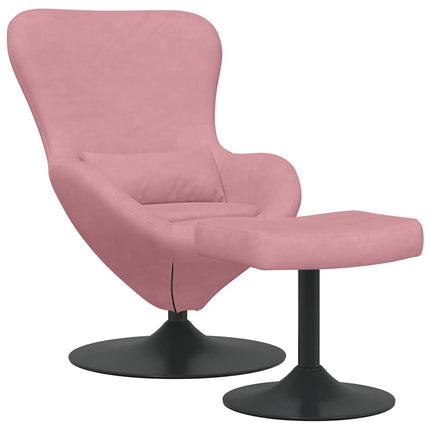 Äggstol med Fotpall Rosa Sammet