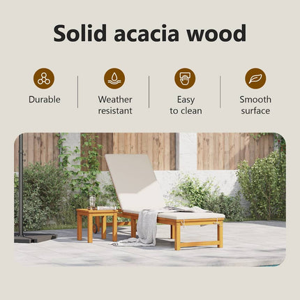 Solstol Reclining Brun 202 x 53 x 89 cm Massivt Akaciaträ