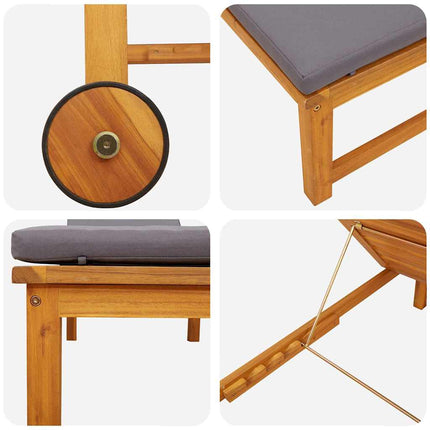 Solstol Reclining Brun 202 x 53 x 89 cm Massivt Akaciaträ