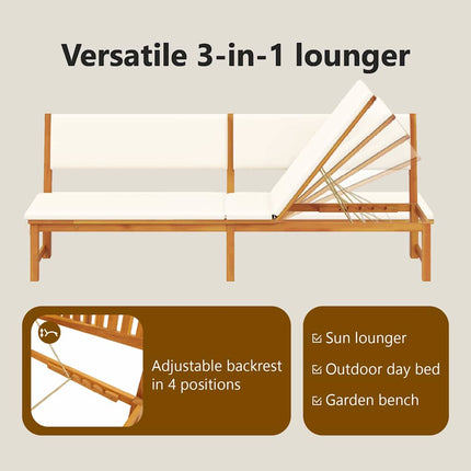 Solstol Reclining Olivenatur 200 x 57 x 75cm Massivt akaciaträ