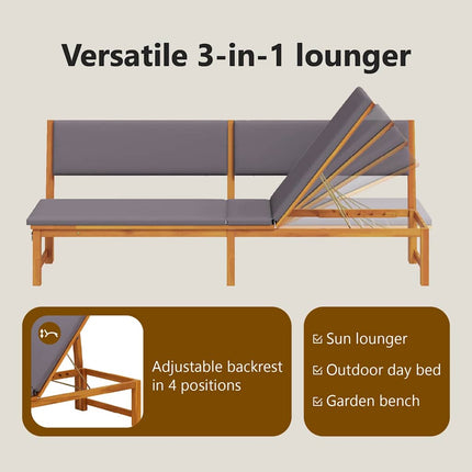 Solstol Reclining Olivenatur 200 x 57 x 75cm Massivt akaciaträ