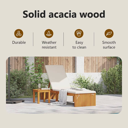 Solstol Reclining Olivenatur 200 x 55 x 94 cm Massivt akaciaträ