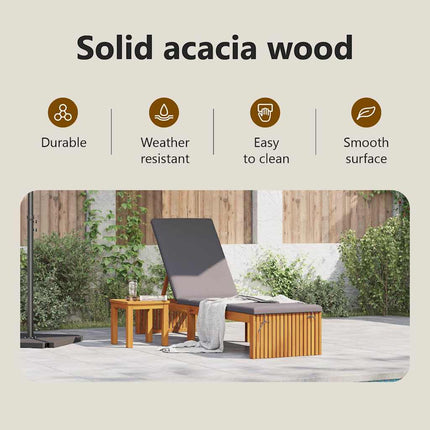 Solstol Reclining Olivenatur 200 x 55 x 94 cm Massivt akaciaträ