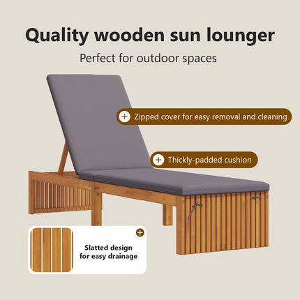 Solstol Reclining Olivenatur 200 x 55 x 94 cm Massivt akaciaträ