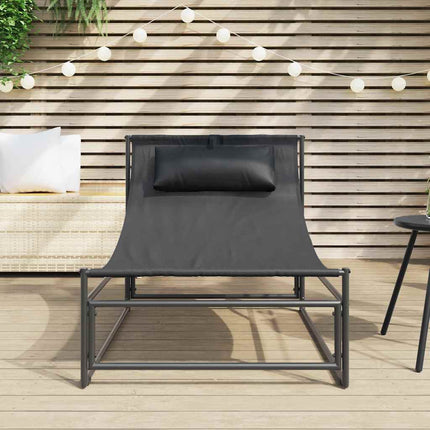 Trädgårdsloungestol antracit 87x74x73 cm stål och textilene