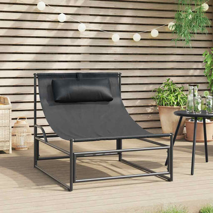 Trädgårdsloungestol antracit 87x74x73 cm stål och textilene