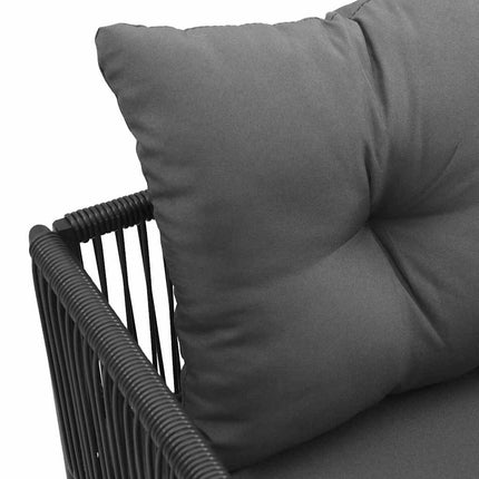 Stol med kudde 4 pcs Svart och Anthracit PE Rattan