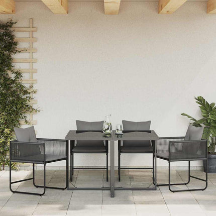 Stol med kudde 4 pcs Svart och Anthracit PE Rattan