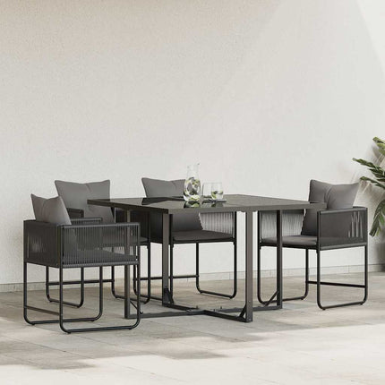 Stol med kudde 4 pcs Svart och Anthracit PE Rattan