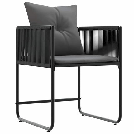 Stol med kudde 4 pcs Svart och Anthracit PE Rattan