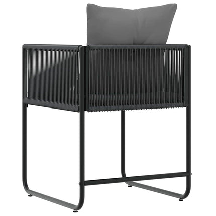 Stol med kudde 4 pcs Svart och Anthracit PE Rattan
