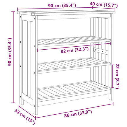 Trädgårdsskab Naturfärg 90 x 40 x 90cm Massivt Akaciaträ